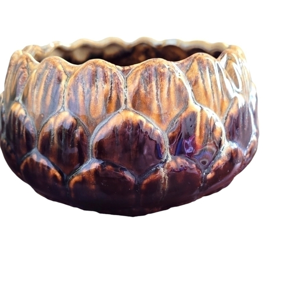 Vintage Judy of California Pottery Serving Bowl Planter Drip Glaze 1960s USA - Picture 1 of 13